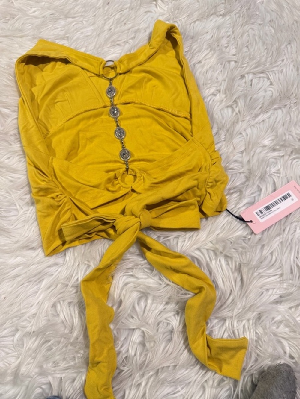 Micas women chic mustard yellow crop top size L CC18/10